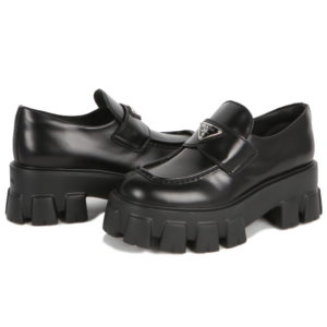 Giay Prada Brushed Leather Monolith Loafers 'Black' 1D649M-B4L-F0002