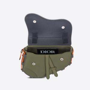 Tui Dior Mini Dior And Sacai Saddle Bag Olive and Navy Blue 1ADCA374USC-H65E