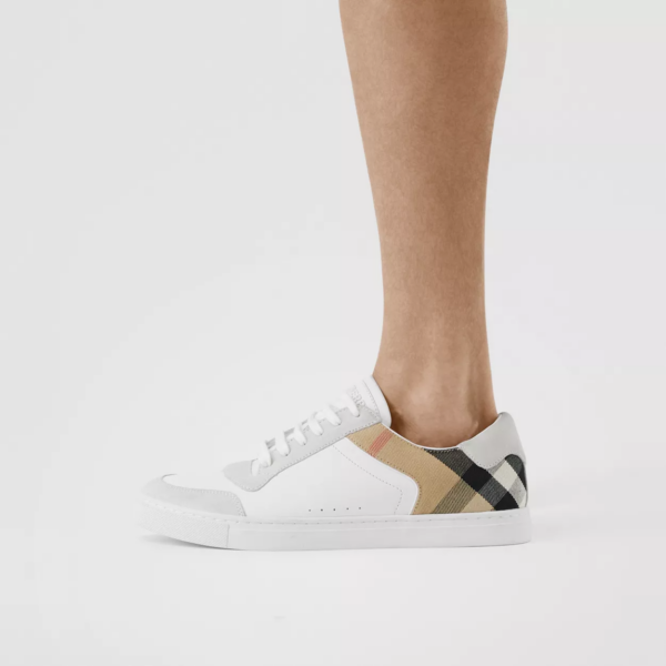 Giày Burberry House Check Cotton Sneakers Optic White 80241251 - Ảnh 2