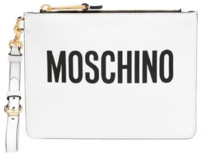 Ví Moschino Ladies White Logo Print 'White' A-8405-8001-1001
