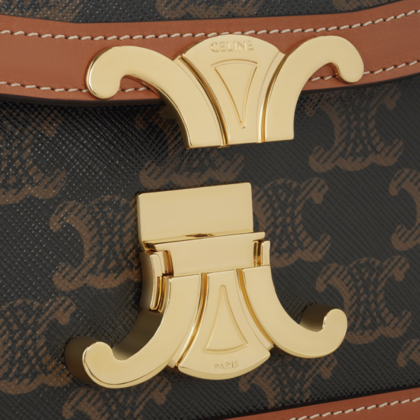 Túi Celine Triomphe Bag In Triomphe Canvas And Calfskin Tan 188882BZ4-04LU - Ảnh 4