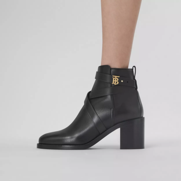 Giày Burberry Monogram Motif Leather Ankle Boots 'Black' 80423691 - Ảnh 3