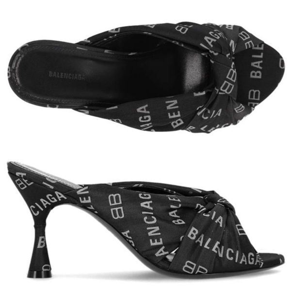 Giày Balenciaga Drapy Sandals Black 623334 W2BX0 1090 - Ảnh 4