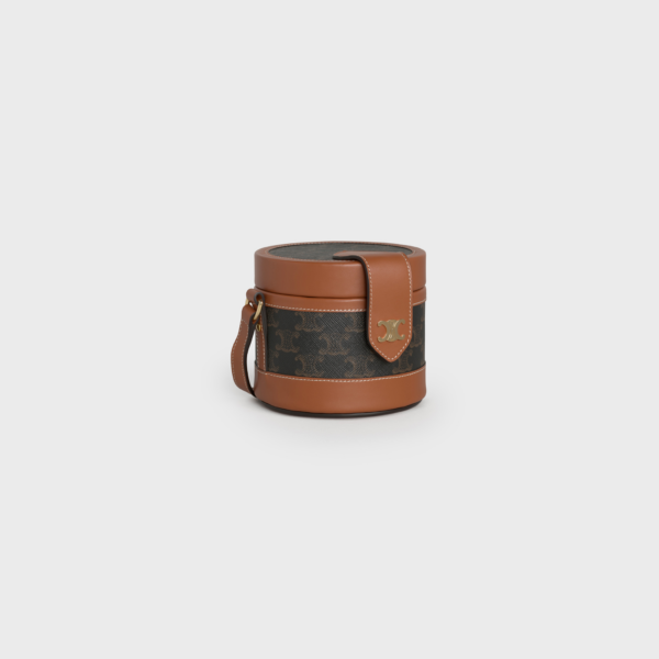 Túi Celine Tambour Bag Canvas And Calfskin Tan 195642BZJ-04LU - Ảnh 2