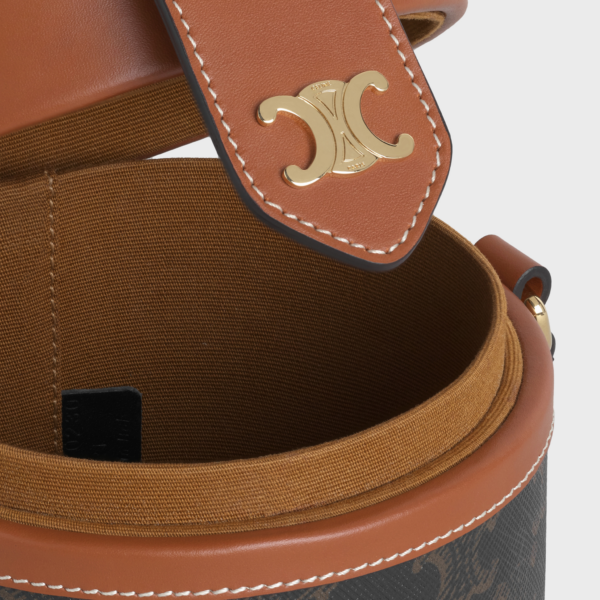 Túi Celine Tambour Bag Canvas And Calfskin Tan 195642BZJ-04LU - Ảnh 4