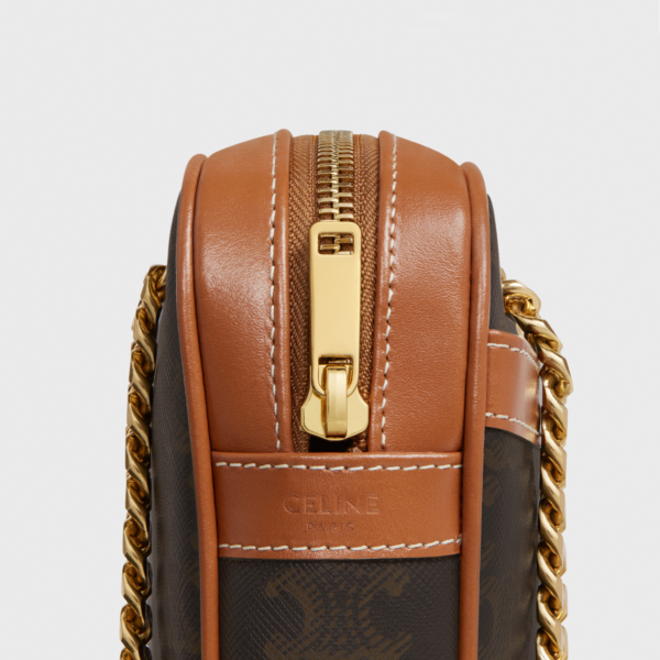 Túi Celine Small Patapans In Triomphe Canvas And Calfskin Tan 196252BZJ-04LU - Ảnh 4
