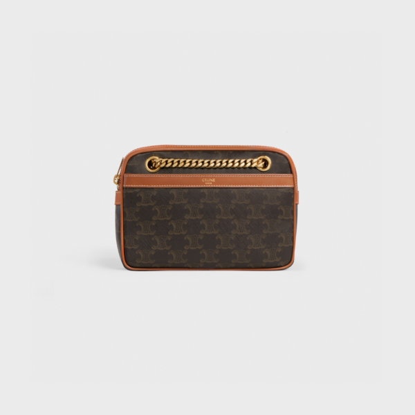 Túi Celine Small Patapans In Triomphe Canvas And Calfskin Tan 196252BZJ-04LU - Ảnh 3