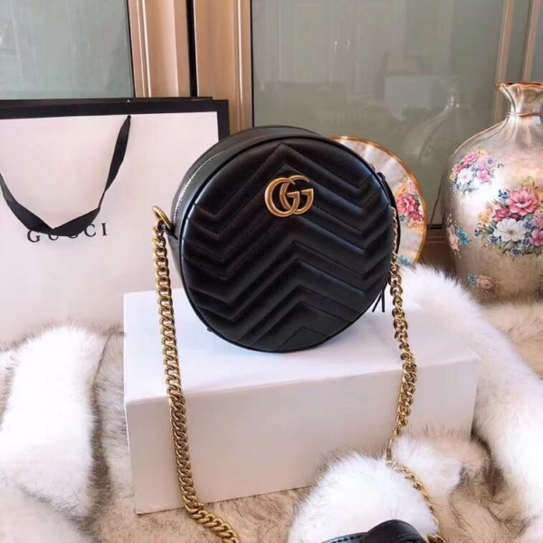 Túi Gucci GG Marmont Mini Round Shoulder Bag 550154 0OLET 1000 - Ảnh 2