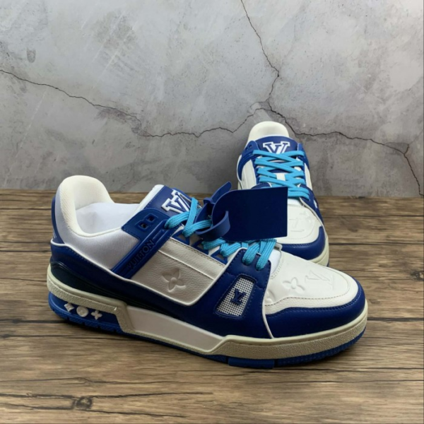 Giày Louis Vuitton Trainer Sneaker Blue White 1A813N - Ảnh 2