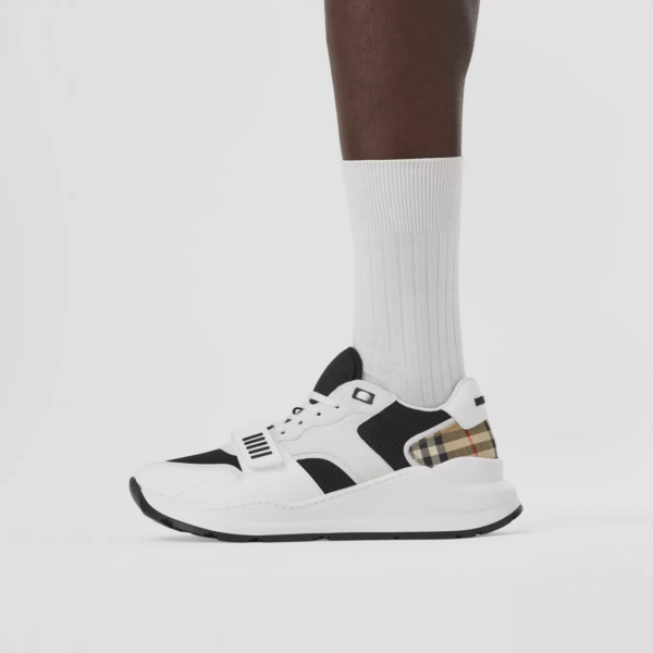 Giày Burberry Suede And Vintage Check Cotton 'Black White' 80518391 - Ảnh 5
