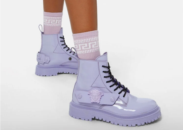 Giày Versace La Medusa Combat Boots Lilac 1003990-1A02844-1L72B - Ảnh 3