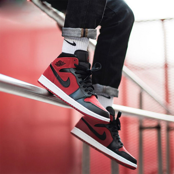 Giày Nike Air Jordan 1 Retro Mid GS 'Gym Red' 554725-610 - Ảnh 5