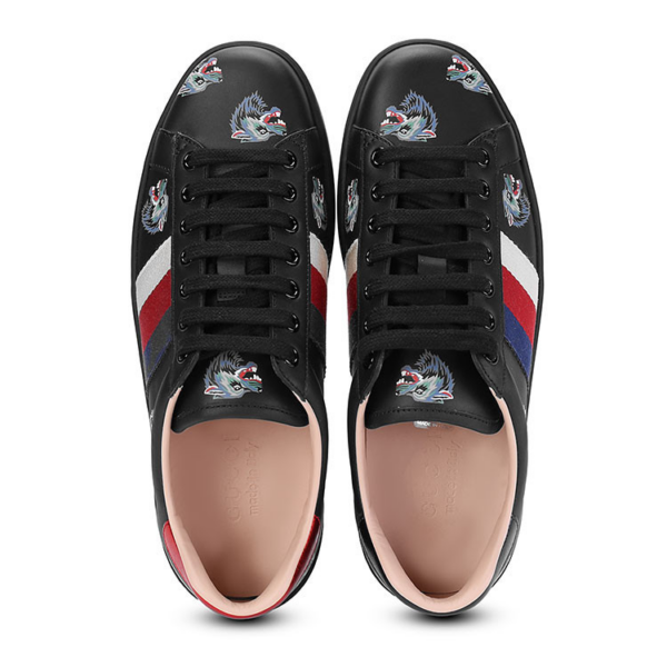 Giày Gucci Men's Ace Trainers Black 386750-0H810-1162 - Ảnh 5