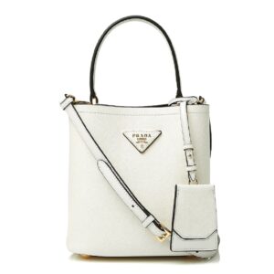 Túi Prada Double Bucket Bag Small Pannier White 1BA217-2ERX-F0G3Z