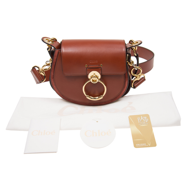 Túi Chloé Small Tess Shoulder Bag Sepia Brown CHC18WS153A3727S - Ảnh 4