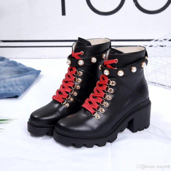 Giày Gucci Leather Ankle Boot With Sylvie Web 481156-DKS30-1159 - Ảnh 3