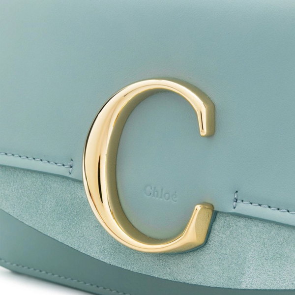 Túi Chloe' Light Blue Leather C Crossbody Bag CHC19SS192A3744L - Ảnh 5