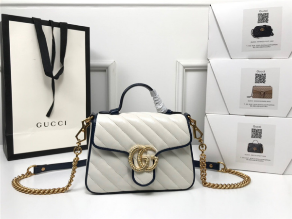 Túi Gucci GG Marmont Mini Top Handle Bag White 583571-0OLFX-9085 - Ảnh 4