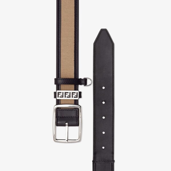Thắt Lưng Fendi Belt Black Beige Leather 7C0435AFBCF1DZQ - Ảnh 3