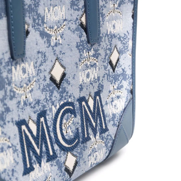 Túi MCM Tote  Vintage Jacquard Monogram Blue MWTBATQ02LU001 - Ảnh 6