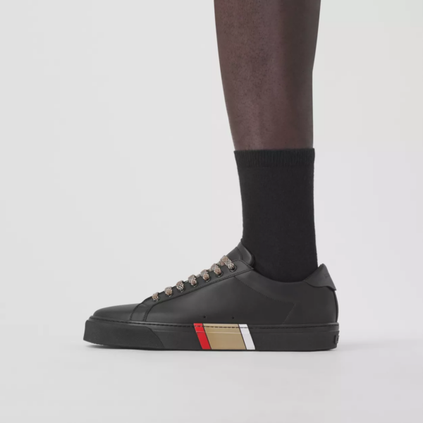 Giày Burberry Stripe Detail Leather 'Black' 80421721 - Ảnh 4