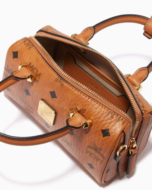 Túi MCM Mini Essential Boston Bag Visetos Cognac MWB9ASE25CO001 - Ảnh 4