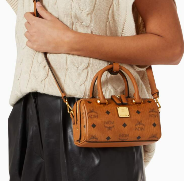 Túi MCM Mini Essential Boston Bag Visetos Cognac MWB9ASE25CO001 - Ảnh 5