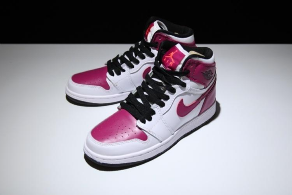 Giày Nike Air Jordan 1 Retro High GS 'White Sport Fuchsia' 332148-108 - Ảnh 6