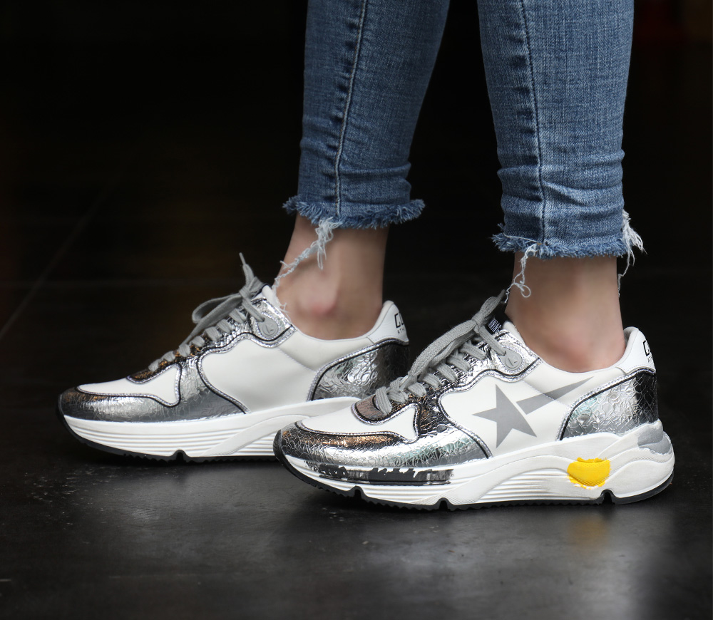 Giày Golden Goose Women's Sneakers Running White Silver GWF00126-F000327-80185 - Ảnh 6