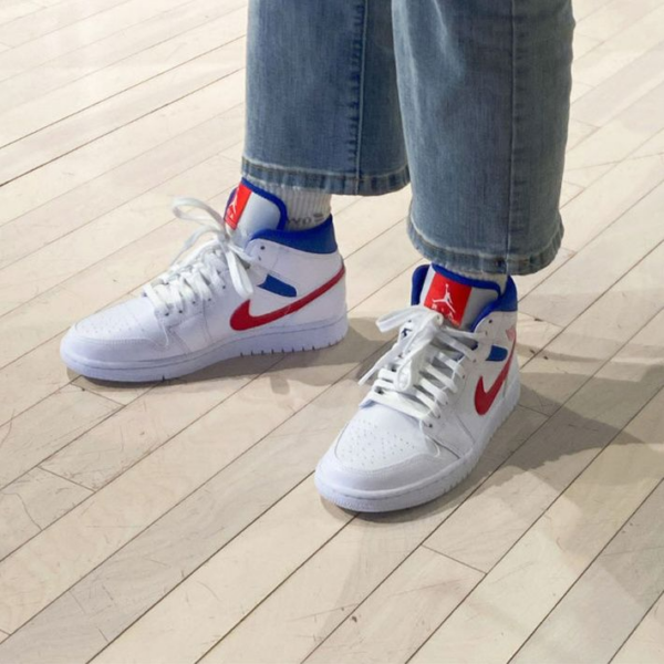 Giày Nike Air Jordan 1 Mid 'White Red Royal' BQ6472-164 - Ảnh 5