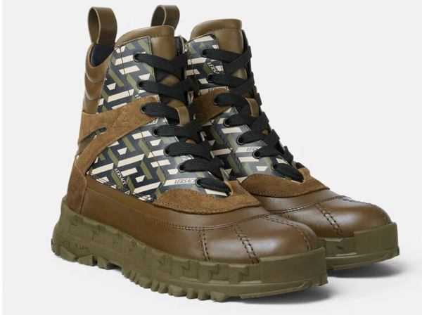 Giày Versace Greca Rhegis La Greca Print Boots Khaki 1001955-1A01745-5B230 - Ảnh 2