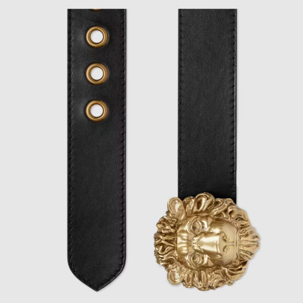 Thắt Lưng Gucci Women's Lion Head Buckle Belt Black 623163-0YA0V-1000 - Ảnh 4