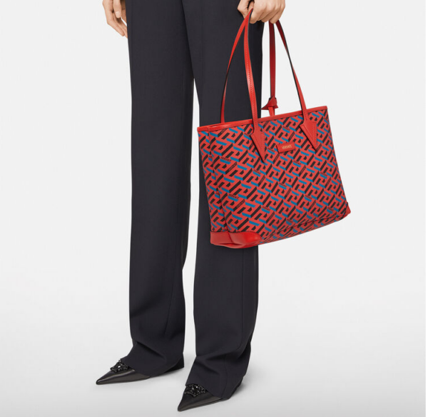 Túi Versace La Greca Signature Tote Blue Red 1002956-1A01444-5R08V - Ảnh 3