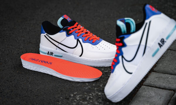 Giày Nike Air Force 1 Low React White Astronomy Blue Laser Crimson CT1020-102 - Ảnh 2