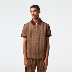 Ao Lacoste Classic Fit Print Contrast Collar 'Brown' DH0073-MKJ