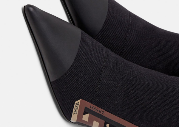 Giày Versace La Greca Signature Sock Boots Black Caramel 1002350-1A01492-5B17V - Ảnh 3