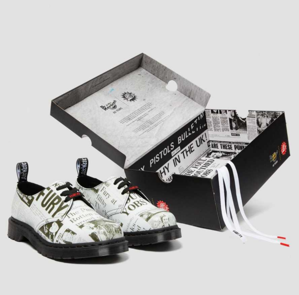 Giày Dr.Martens 1461 Sex Pistols Leather Printed Oxford 'Black White' 25928009 - Ảnh 2