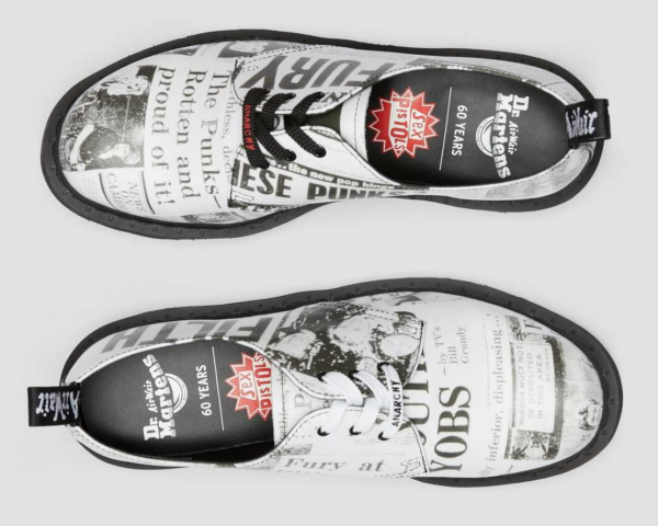 Giày Dr.Martens 1461 Sex Pistols Leather Printed Oxford 'Black White' 25928009 - Ảnh 4