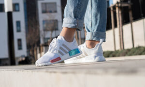Alternative view of Giày Adidas Wmns NMD_R1 'White Grey Blue Rose' FX7074