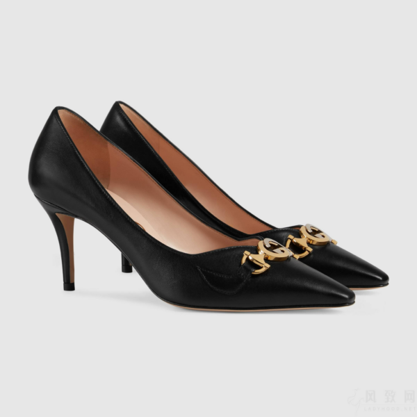 Giày Gucci Ladies Zumi Mid-Heel Pumps In Black 596860-C9D00-1000 - Ảnh 3