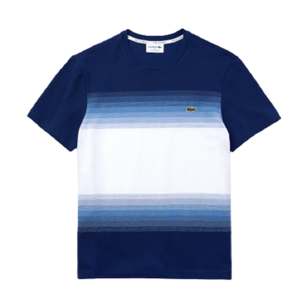 Ao Lacoste Cotton Pique Cotton Crew Neck T-Shirt Navy Blue White TH5074-H6B