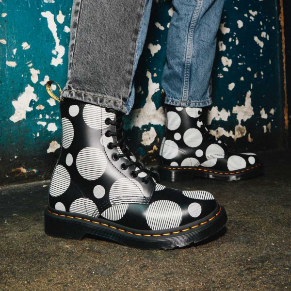Giày Dr.Martens 1460 Women's Polka Dot Smooth 'Black White' 26876009 - Ảnh 2