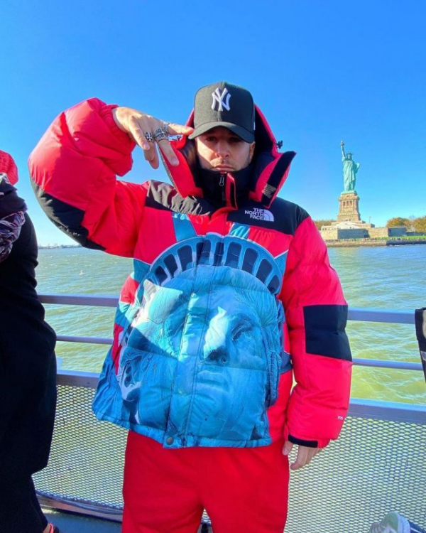 Áo Supreme TNF Liberty Statue Nuptse Jacket Red - Ảnh 5