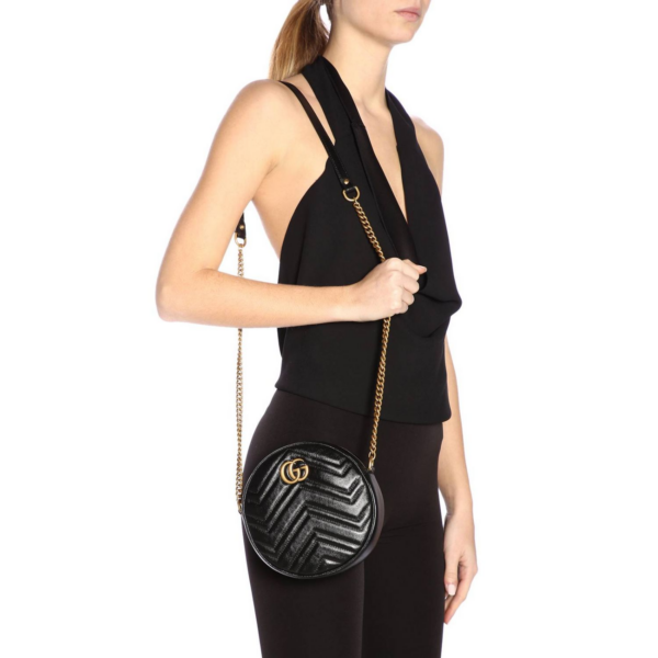 Túi Gucci GG Marmont Mini Round Shoulder Bag 550154 0OLET 1000 - Ảnh 7