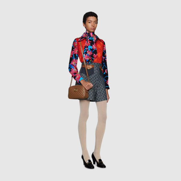 Túi Gucci GG Marmont Small Matelassé Shoulder Brown Leather 447632-0OLFT-2535 - Ảnh 5
