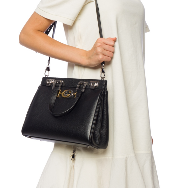 Túi Gucci Zumi Grainy Leather Top Handle Bag Black 569712-1B90X-1000 - Ảnh 2