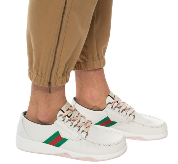 Giày Gucci Leather Web Lace Up Low 'White' 575399-D60D0-9070 - Ảnh 2