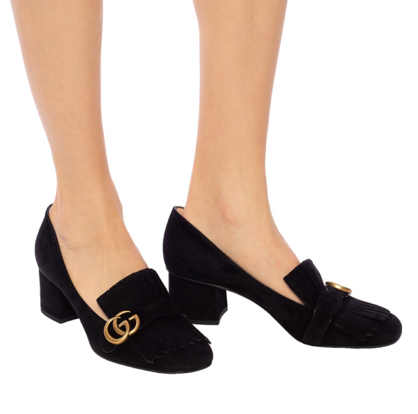 Giày Gucci Leather Mid-Heel Pump 408208-C2000-1000 - Ảnh 2