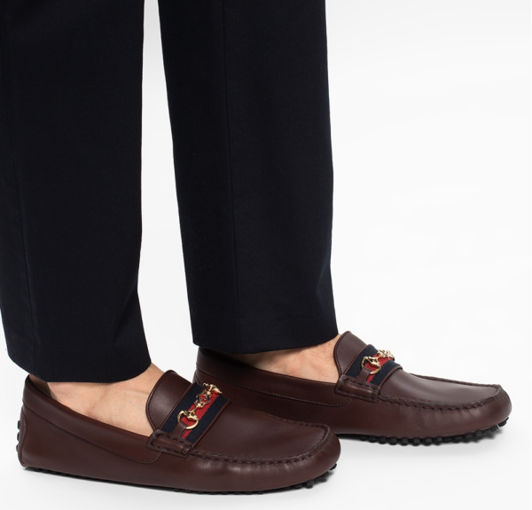 Giày Gucci Brown Leather Men's Green Interlocking G Horsebit 624698 1XH10 2160 - Ảnh 3