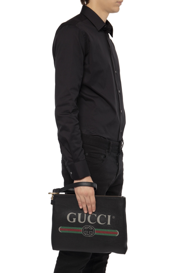 Túi Gucci Black Leather Print Clutch 572770 0Y2AT 8163 - Ảnh 7